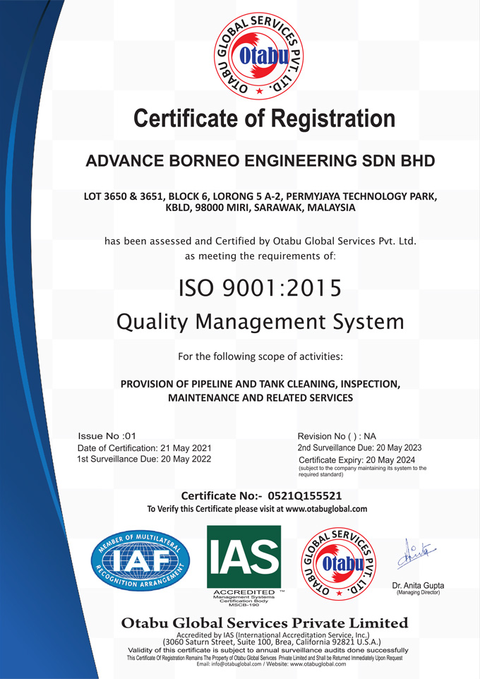 Certificate of Registration - ISO 9001:2015